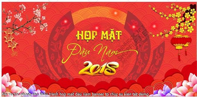 file vector phong san khau tranh hop mat dau nam banner to chuc su kien tet